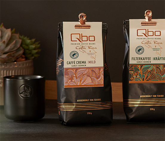 Qbo Premium Coffee Beans »Kooperative Coopedota« Caffè Crema Mild - 250 g Ganze Bohne
