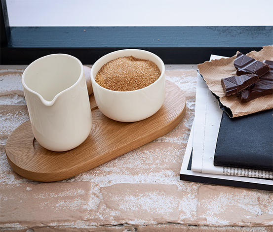 Set Milch und Zucker Zuckerdose Milchkännchen auf Tablett für Kaffee Tee 