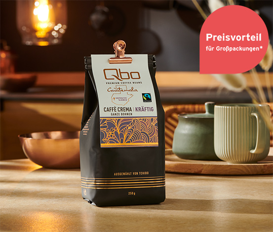 Qbo Premium Coffee Beans »Kooperative Tajumuco« Caffè Crema Kräftig - 10x 250 g Ganze Bohne