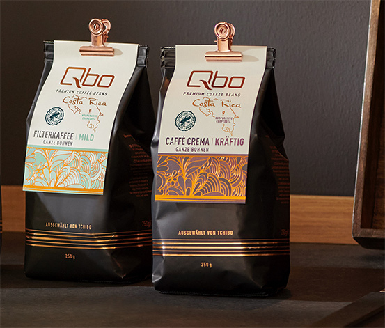 Qbo Premium Coffee Beans »Kooperative Coopedota« Caffè Crema Kräftig - 250 g Ganze Bohne