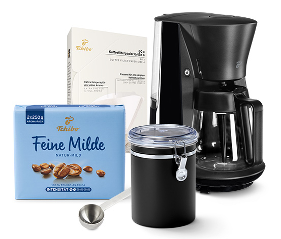 Tchibo Filterkaffeemaschine »Let's Brew« inkl. Kaffeelot, Aromadose, Filterpapier und Feine Milde Kaffee