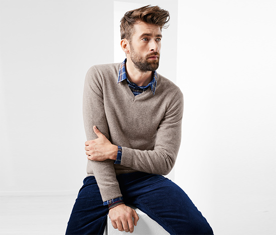 Cashmere-Pullover mit V-Ausschnitt