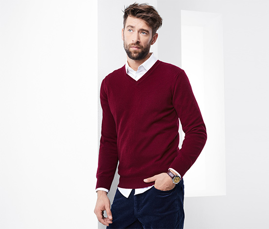 Cashmere-Pullover mit V-Ausschnitt