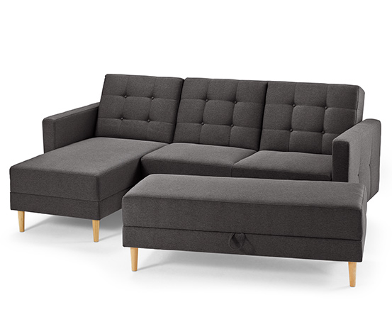 Eckschlafsofa mit Stauraumbank