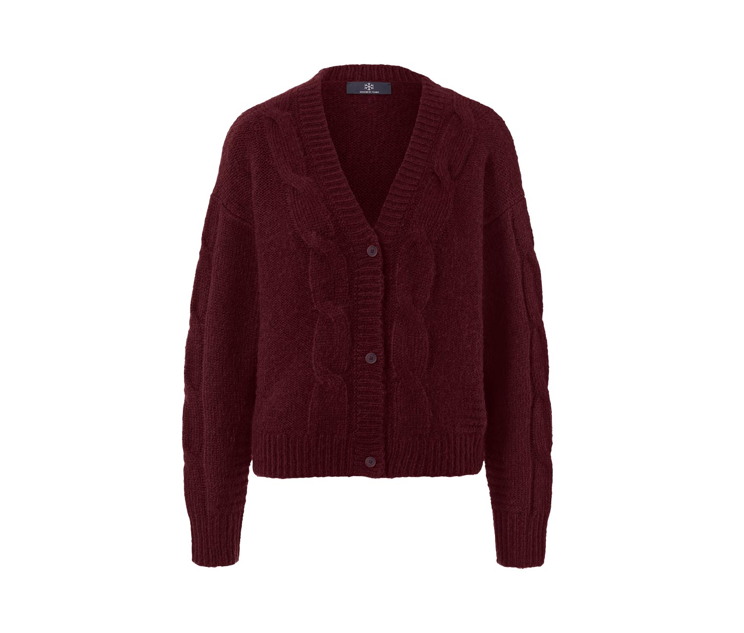Thumbnail - Tchibo - Strickjacke mit Zopfmuster - Damen - Gr. M - dunkelrot