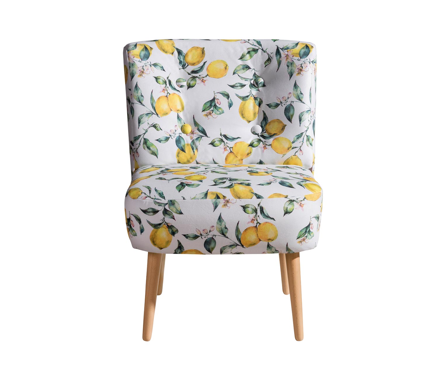 Thumbnail - Tchibo - Cocktailsessel »Fiona« mit Zitronenprint - 58x68x78cm - braun - Polyester / Holz / Buchenholz