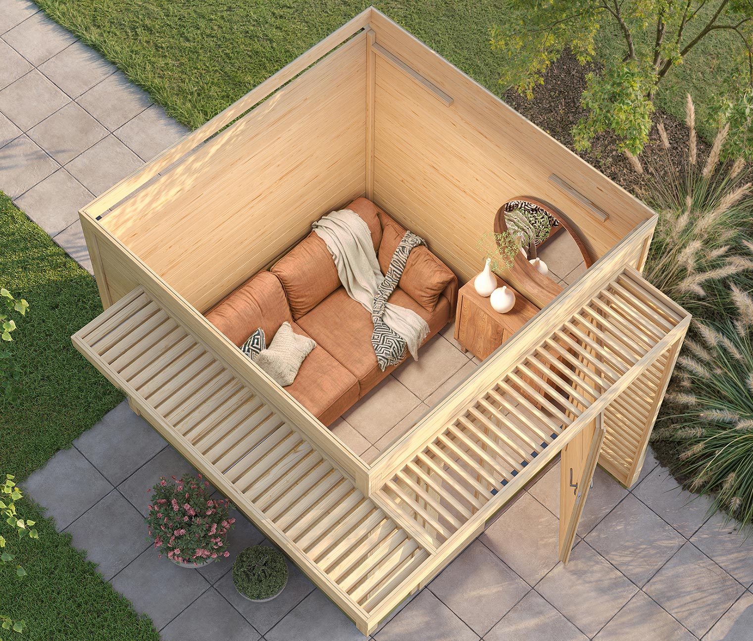 Thumbnail - Weka Design-Gerätehaus »Pure Garden« - 285x285x233cm - naturfarben - Fichtenholz / Glas