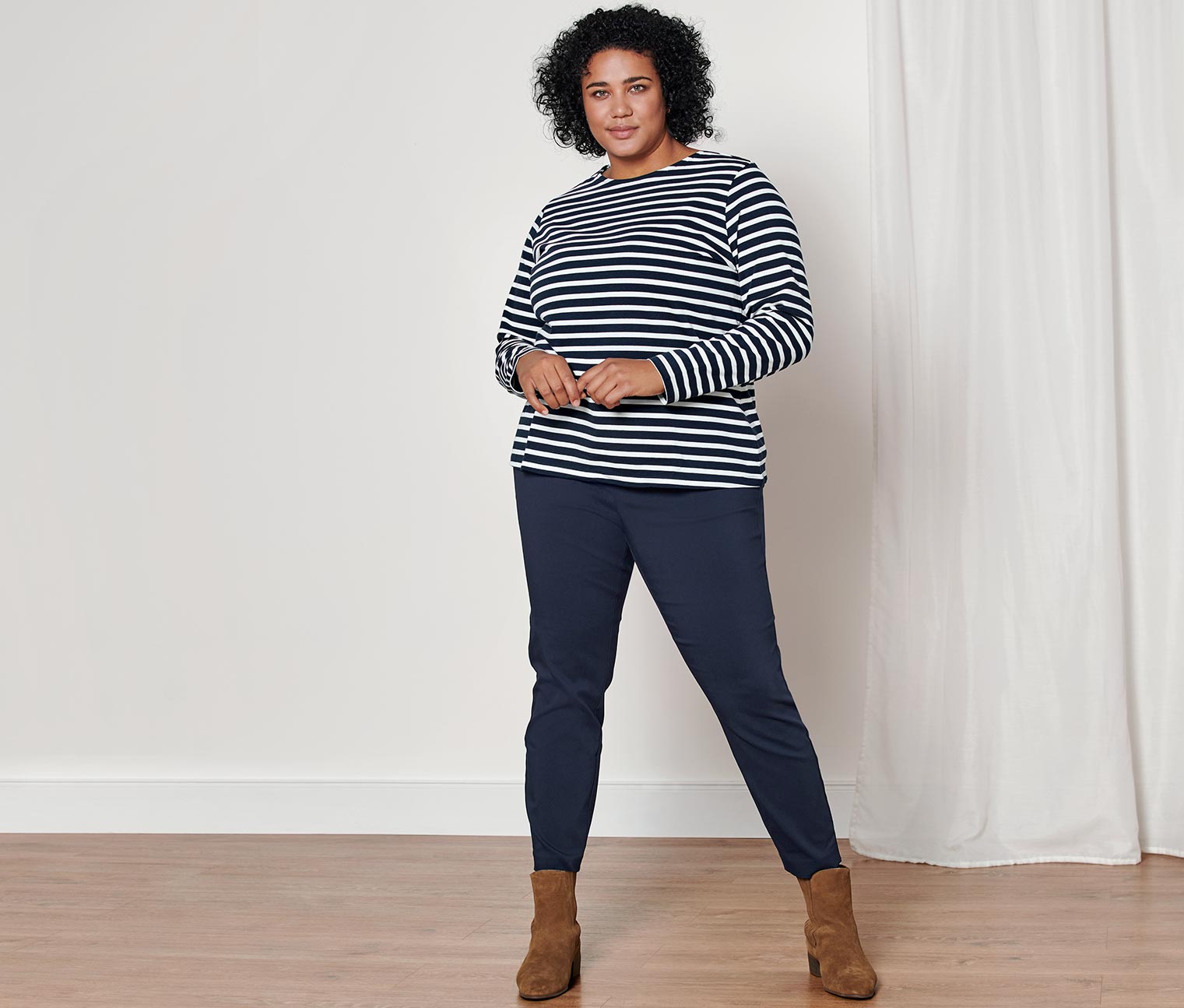 Thumbnail - Tchibo - Gestreiftes Langarmshirt - Damen - Gr. S - weiß/gestreift