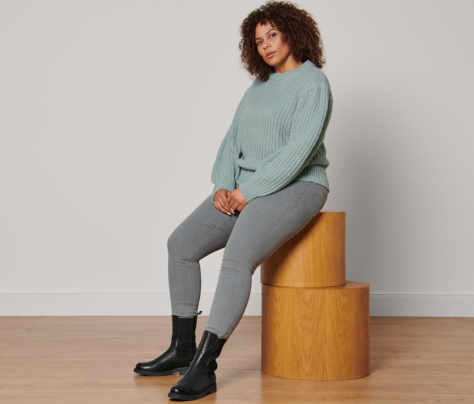 Thumbnail - Tchibo - Grobstrick-Pullover mit Wolle - Damen - Gr. M - blau