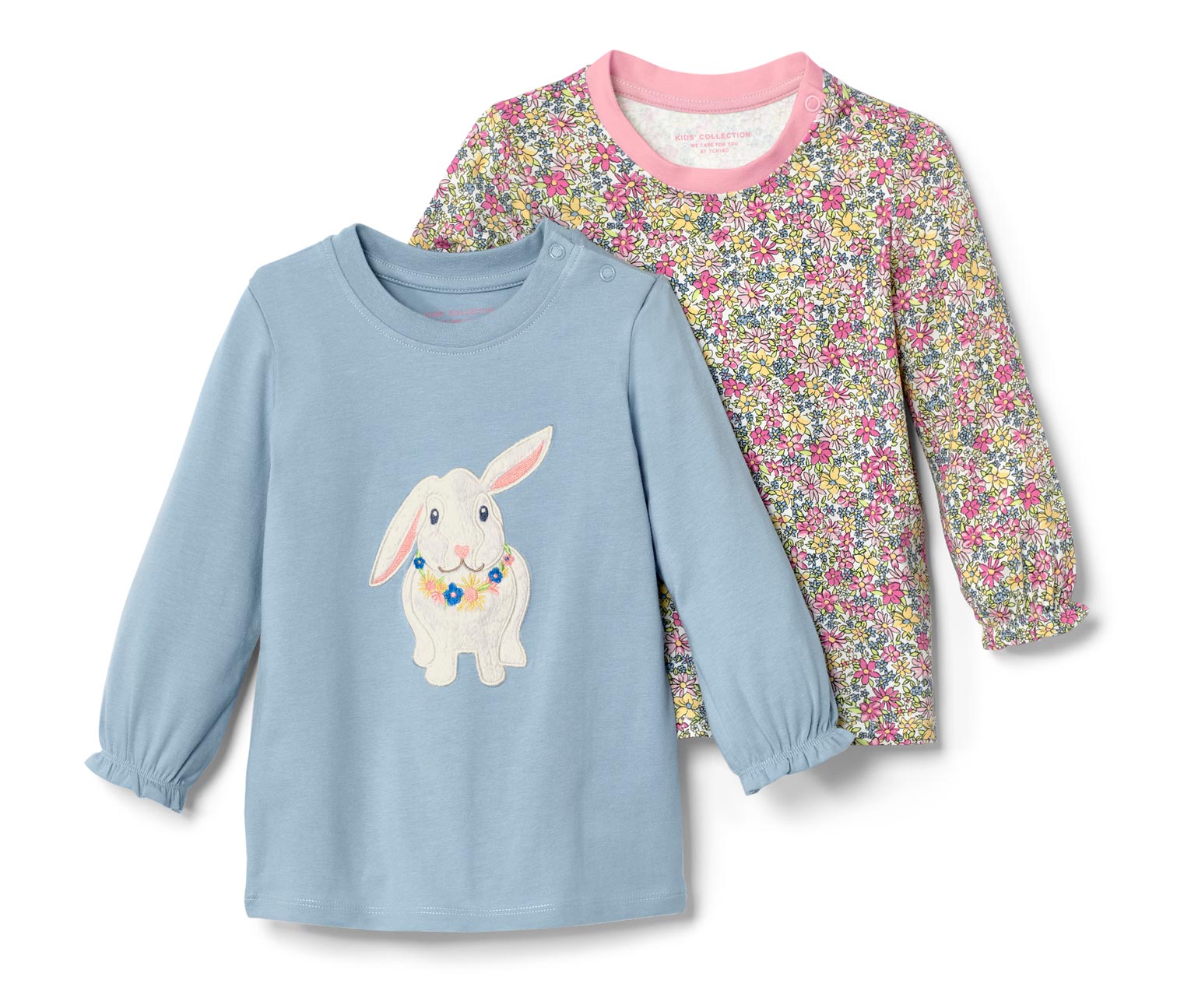 Thumbnail - Tchibo - 2 Kleinkind-Langarmshirts - Mädchen - Gr. 122/128 - hellblau/geblümt