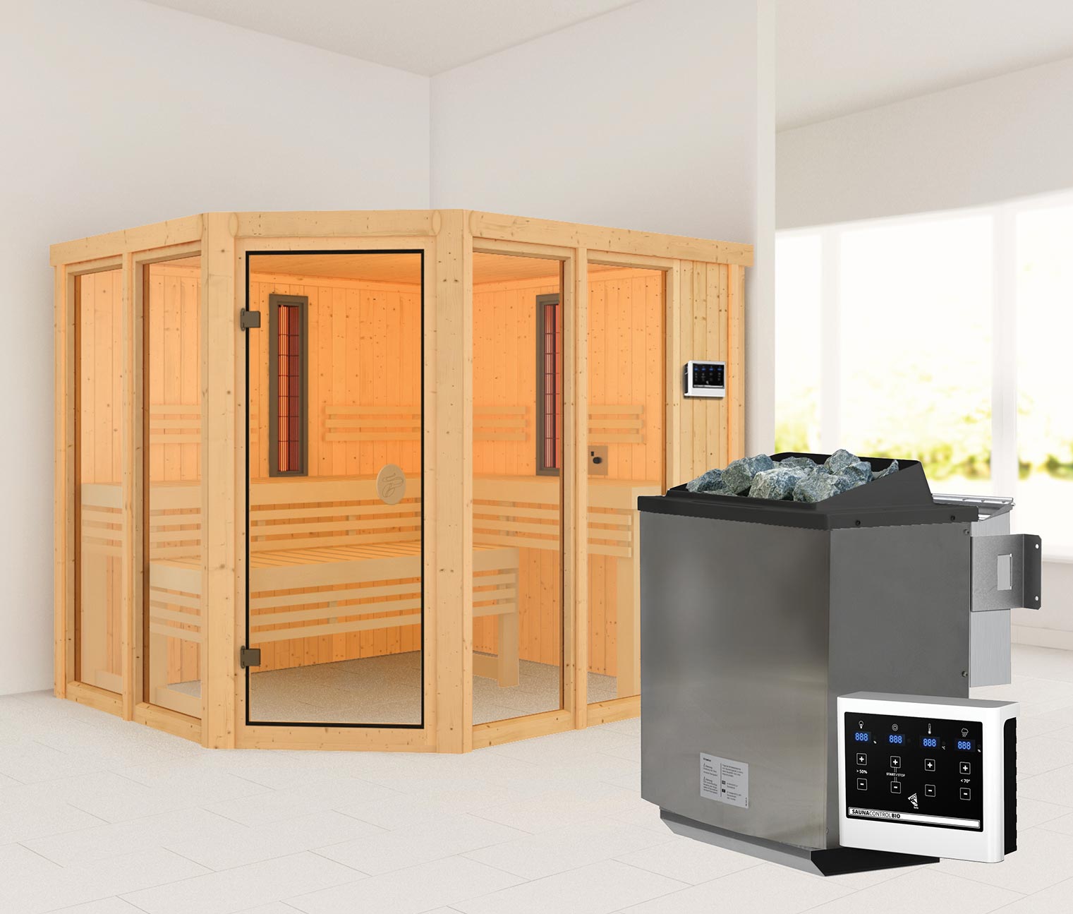 Thumbnail - Karibu Sauna »Scarlett Plus« - naturfarben