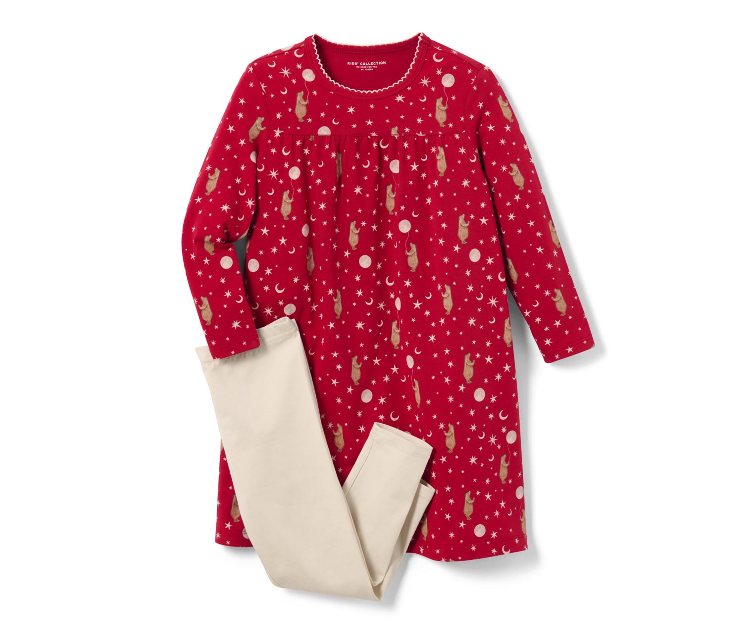 Thumbnail - Tchibo - Kinder-Nachthemd mit Leggings - Mädchen - Gr. 98/104 - beige