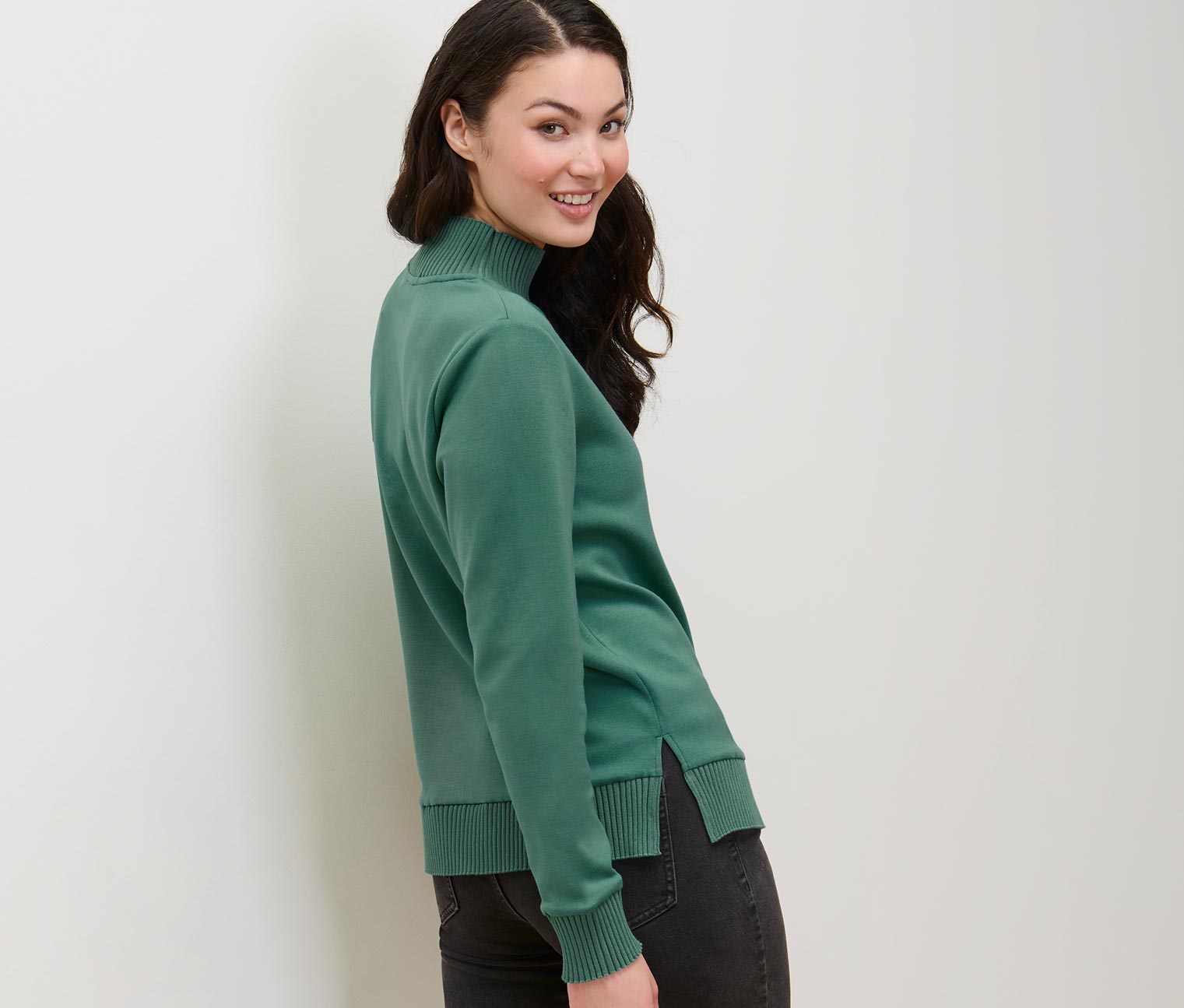 Thumbnail - Tchibo - Sweatshirt mit Stehkragen - Damen - Gr. M - grün