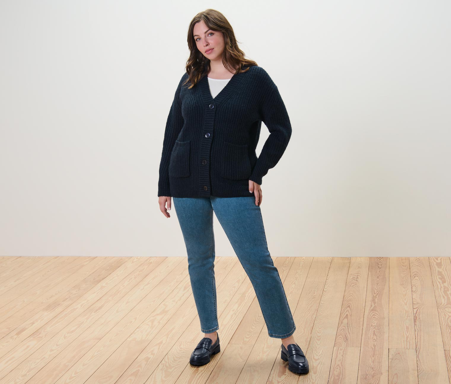 Thumbnail - Tchibo - Gerippter Grobstrick-Cardigan - Damen - Gr. L - dunkelblau
