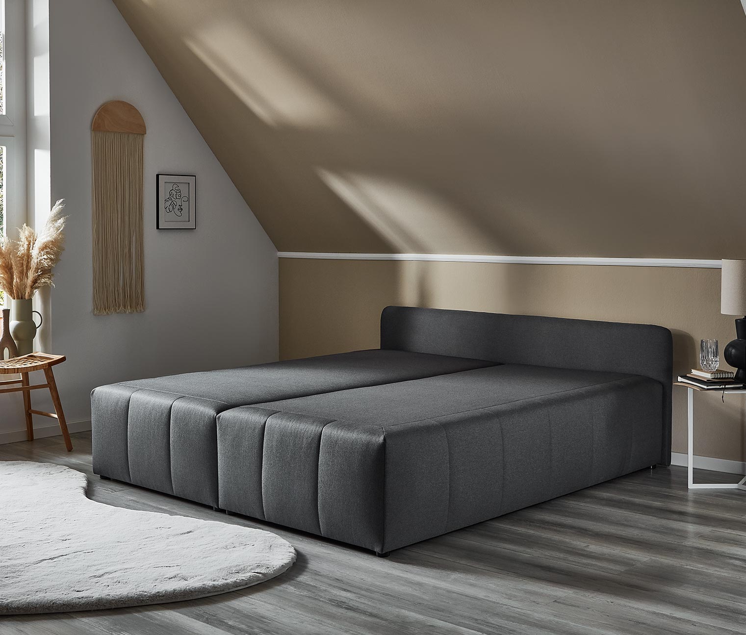 Thumbnail - Domo collection Boxspringbett 180 x 200 cm inkl. Topper - 187x207x68cm - schwarz - Polyester / Holz / Kunststoff