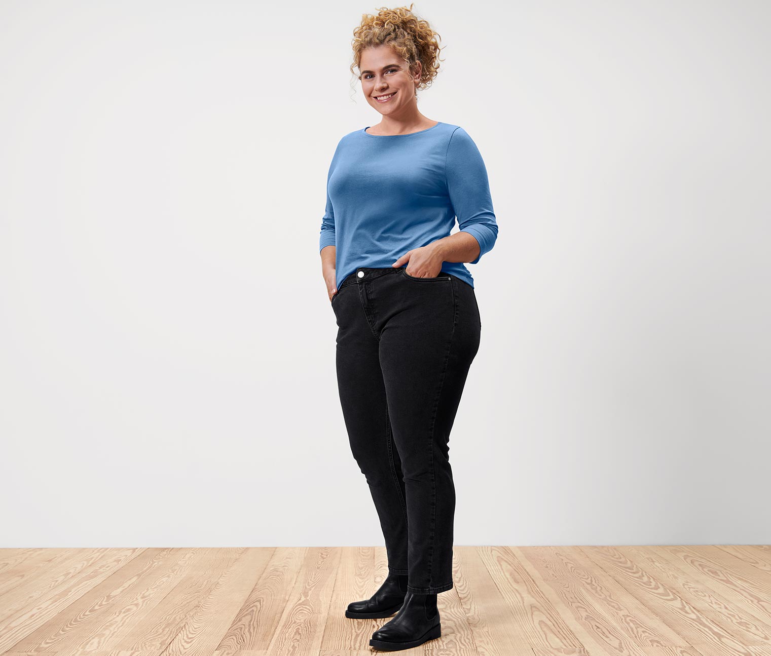 Thumbnail - Tchibo - Shirt mit 3/4-Arm - Damen - Gr. S - hellblau
