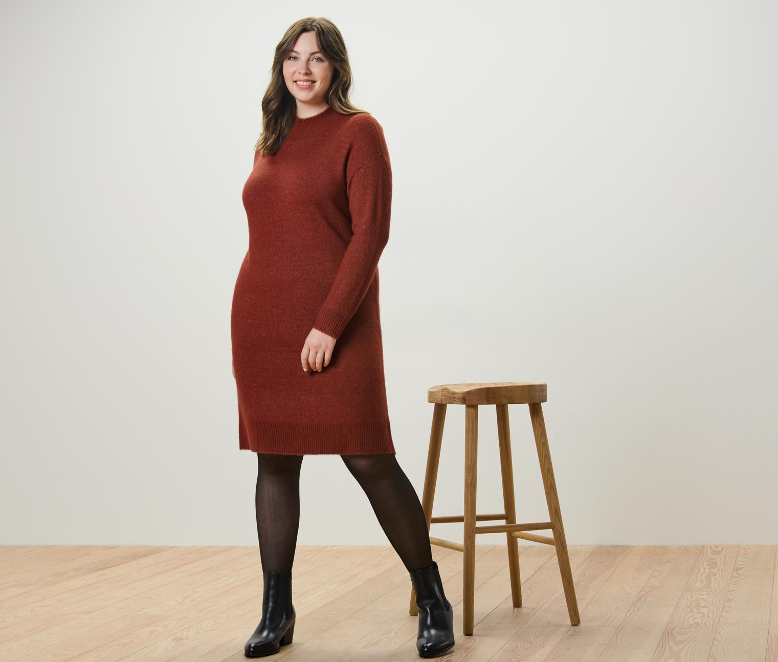 Thumbnail - Tchibo - Strickkleid mit Wollanteil - Damen - Gr. XXL - braun