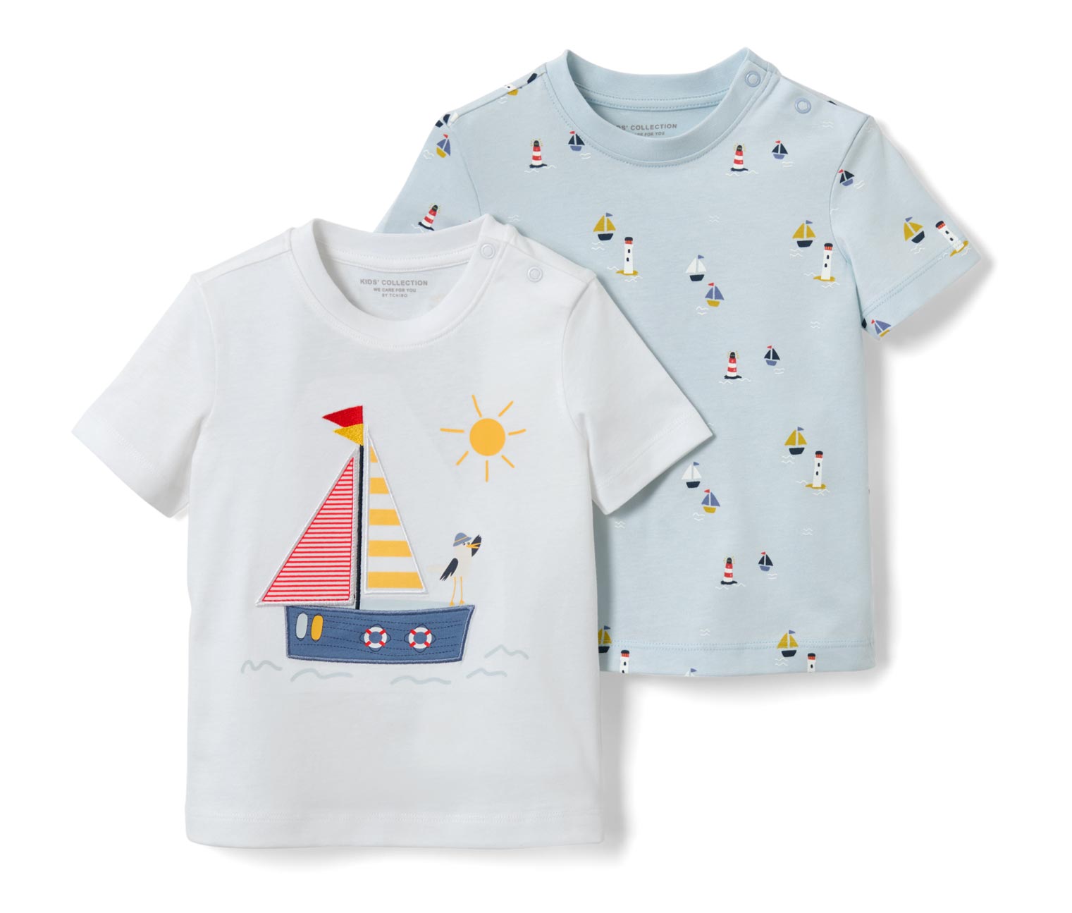 Thumbnail - Tchibo - 2 Kinder-T-Shirts mit Applikation - Jungen - Gr. 86/92 - hellblau