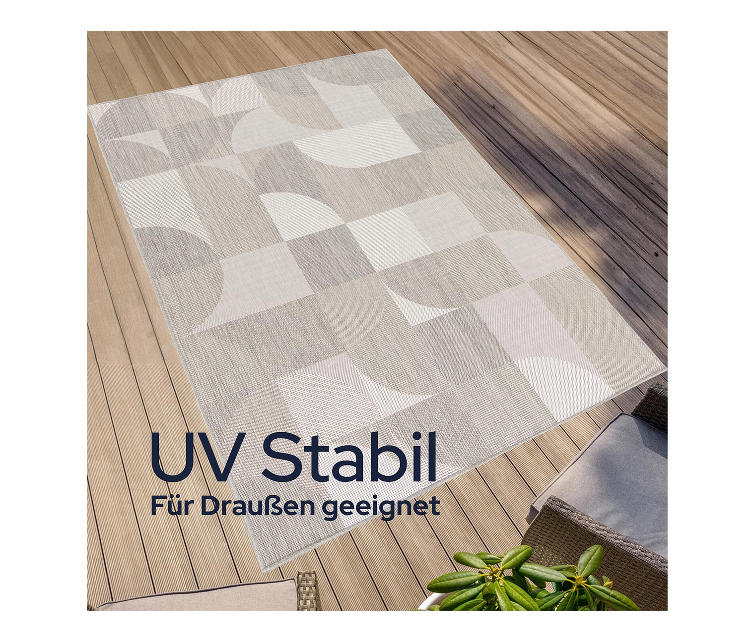 Thumbnail - Tchibo - Faltbarer Outdoor-Teppich im geometrischem Design - grau