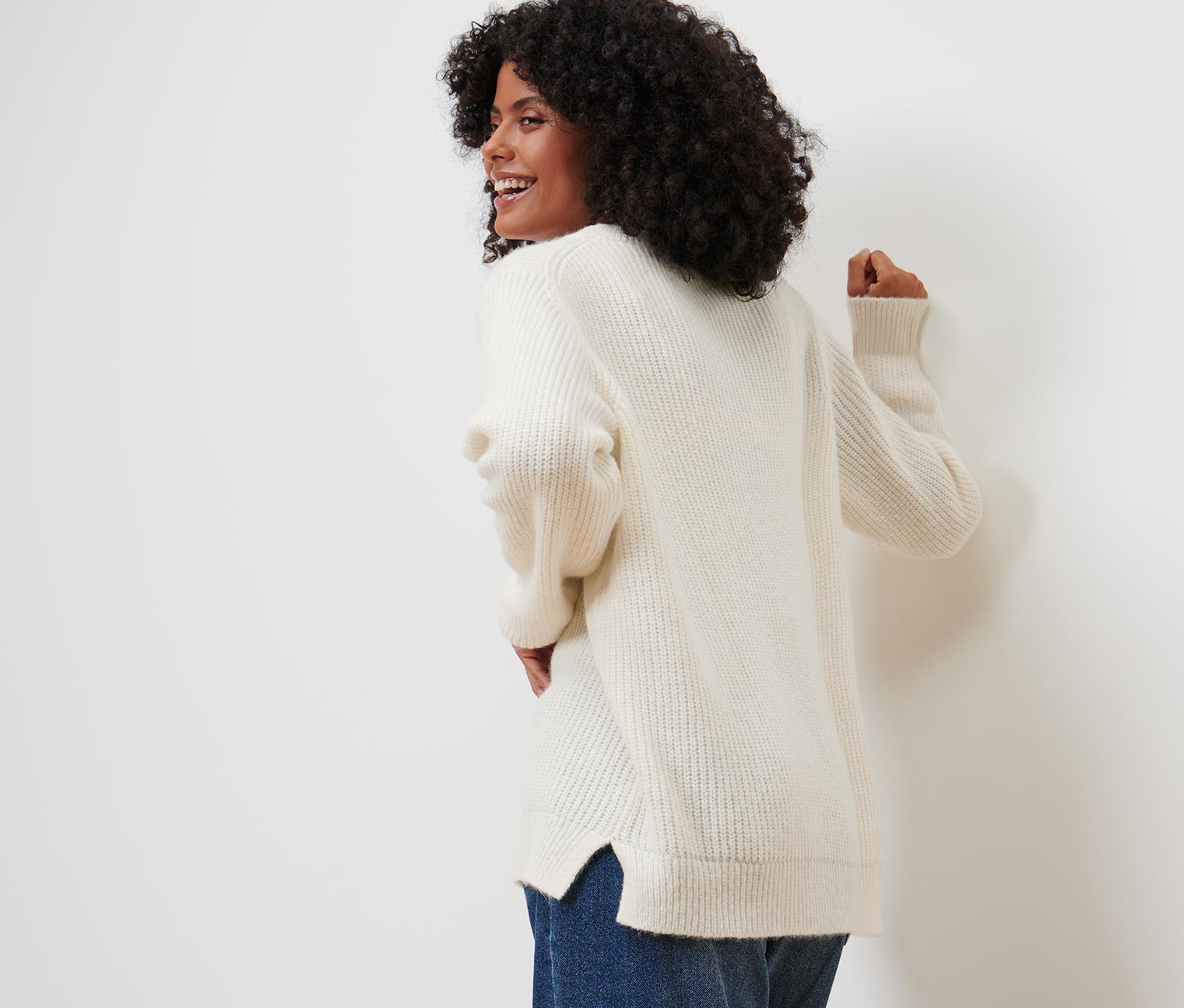 Thumbnail - Tchibo - Strickpullover mit Herz-Jacquard - Damen - Gr. L - creme/jacquard