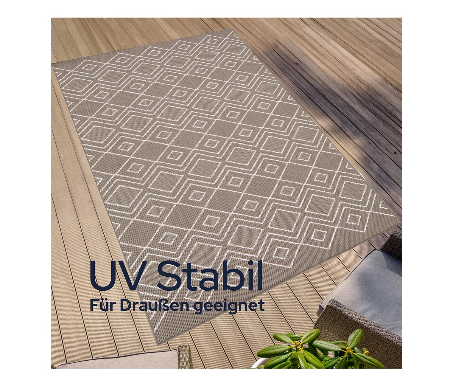 Thumbnail - Tchibo - Faltbarer Outdoor-Teppich »Diamond Rhythm« - braun