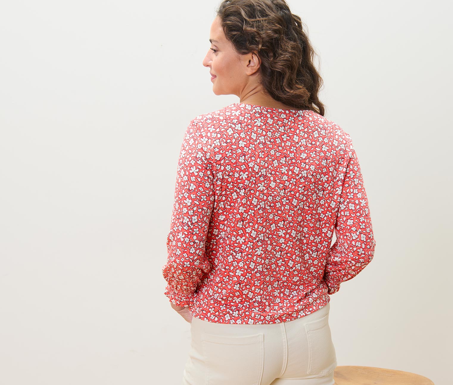 Thumbnail - Tchibo - Bedrucktes Blusenshirt - Damen - Gr. S - creme/print