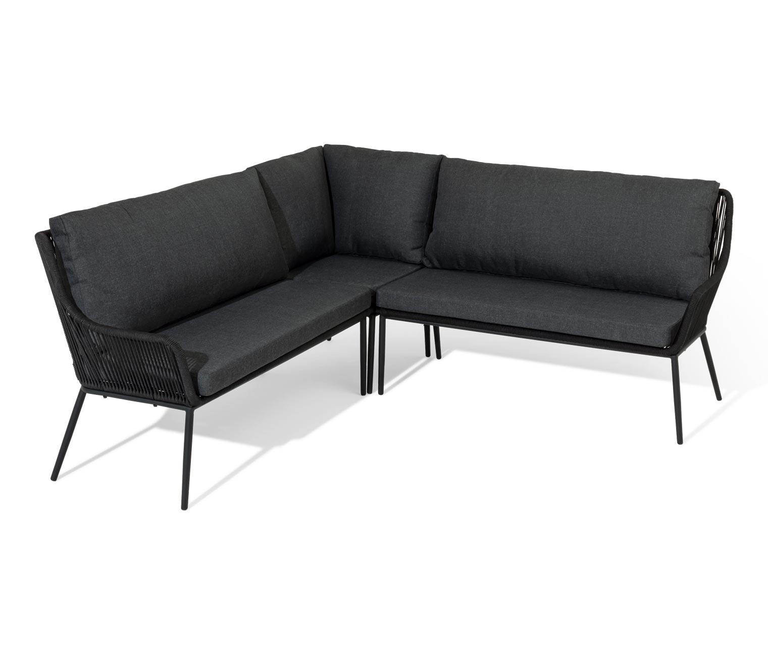 Thumbnail - Tchibo - Lounge-Ecke mit Textilgeflecht - 208x57,5x87cm - anthrazit - Stahl / Polypropylen / Polyester