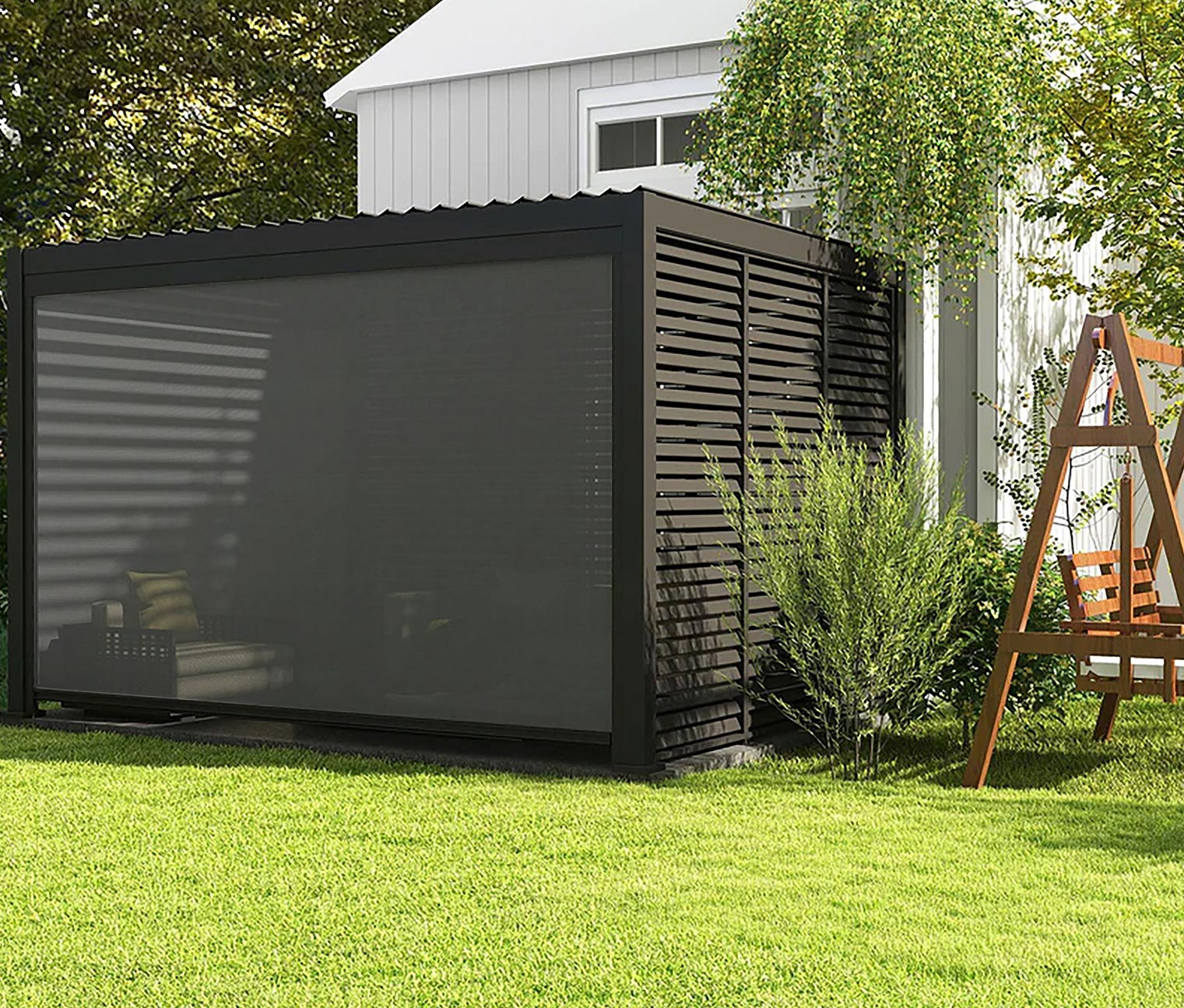 Thumbnail - Leco Premium Pergola - 400x300x250cm - anthrazit - Aluminium / Polyvinylchlorid / Polyester