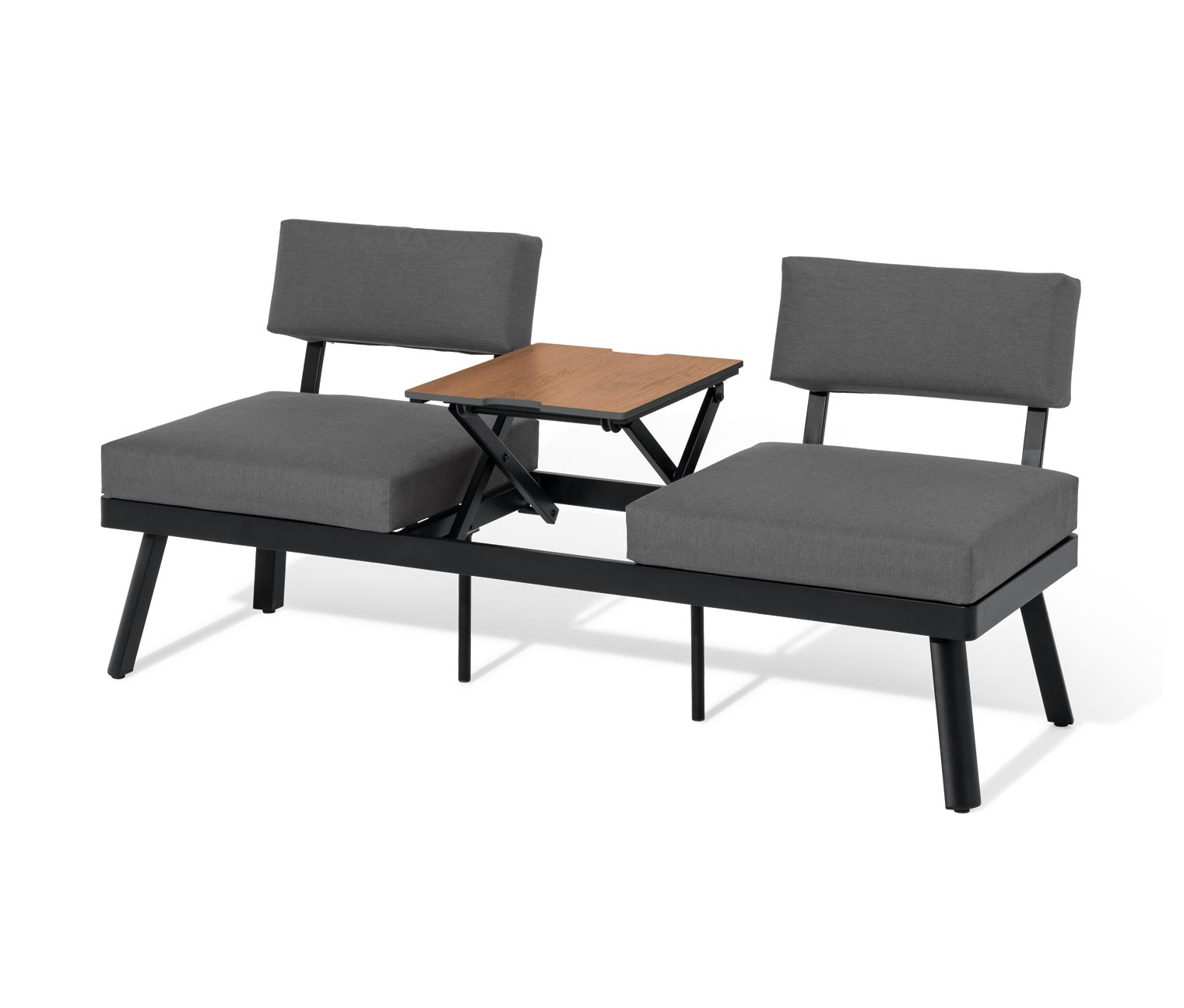 Thumbnail - Tchibo - 2-in-1-Sofa-Liege mit hochklappbarem Mitteltisch - 185,5x70,5x78,5cm - schwarz - Aluminium / Polyester / Polypr...