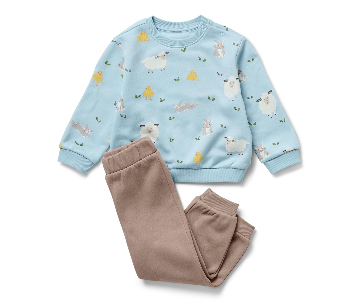 Thumbnail - Tchibo - Baby-Sweat-Set mit angerauter Innenseite - Baby - Gr. 62/68 - hellblau/print