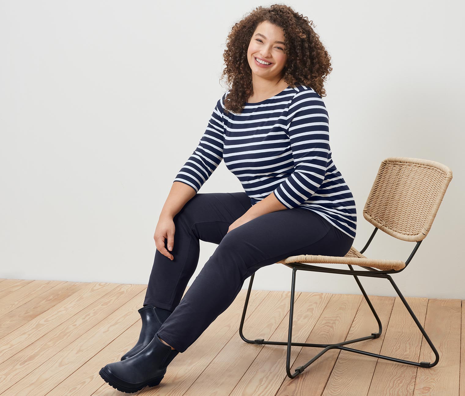 Thumbnail - Tchibo - Gestreiftes Shirt mit 3/4-Arm - Damen - Gr. S - dunkelblau/gestreift