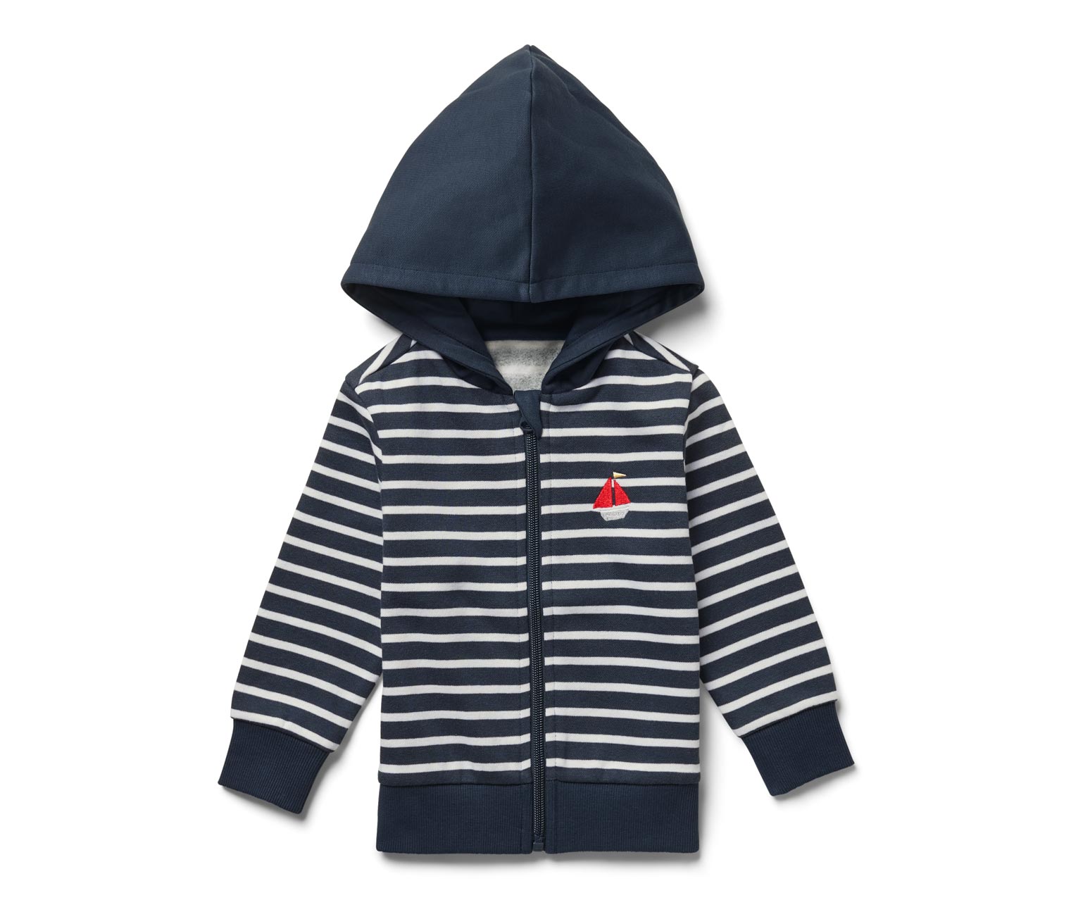 Thumbnail - Tchibo - Kinder-Sweatjacke mit angerauter Innenseite - Herren - Gr. 122/128 - weiß/gestreift