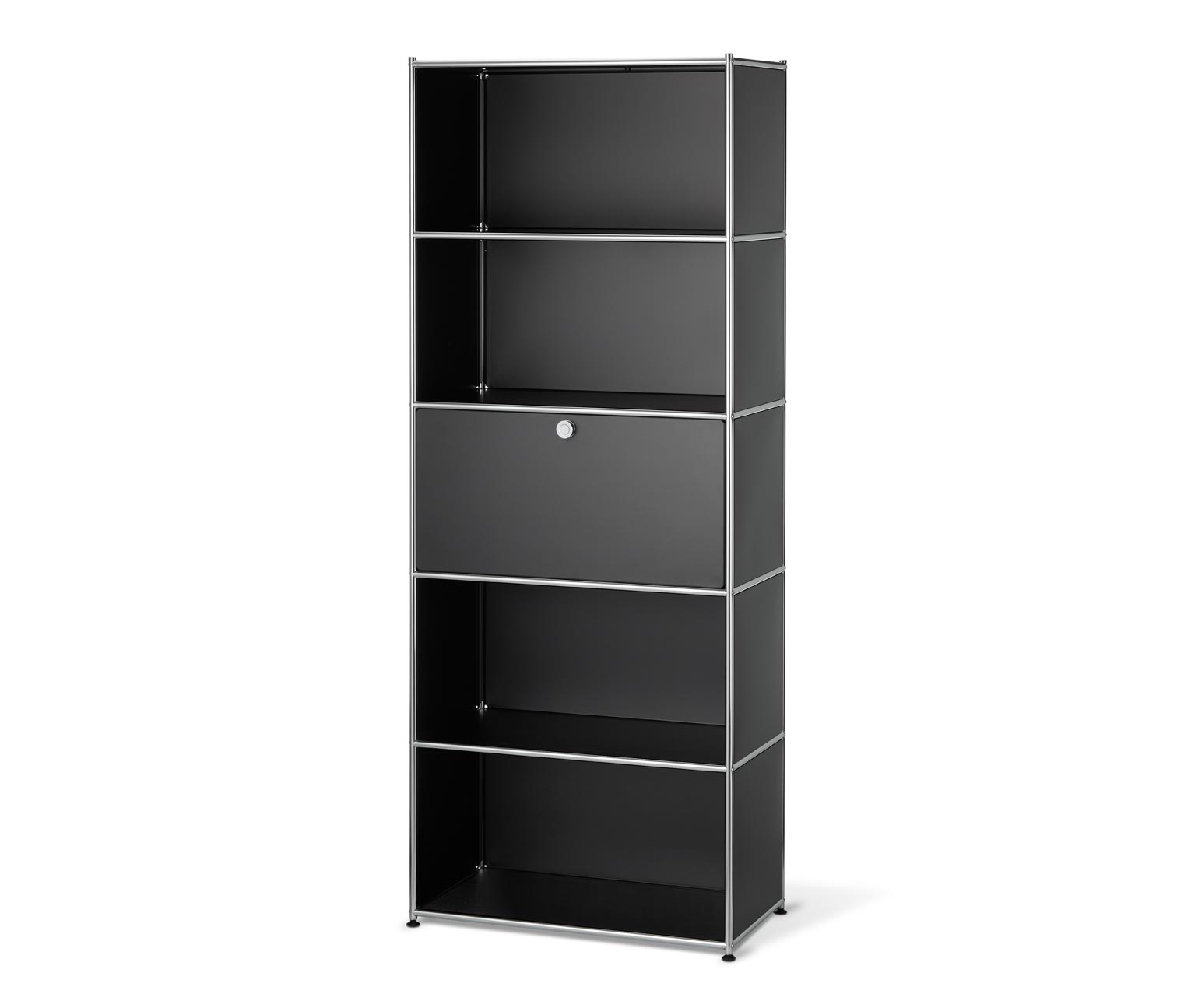 Thumbnail - Tchibo - Hohes Regal Metall »Cn3« mit Klappenfach - 77x40x194,5cm - schwarz - Stahl / Aluminium / Kunststoff