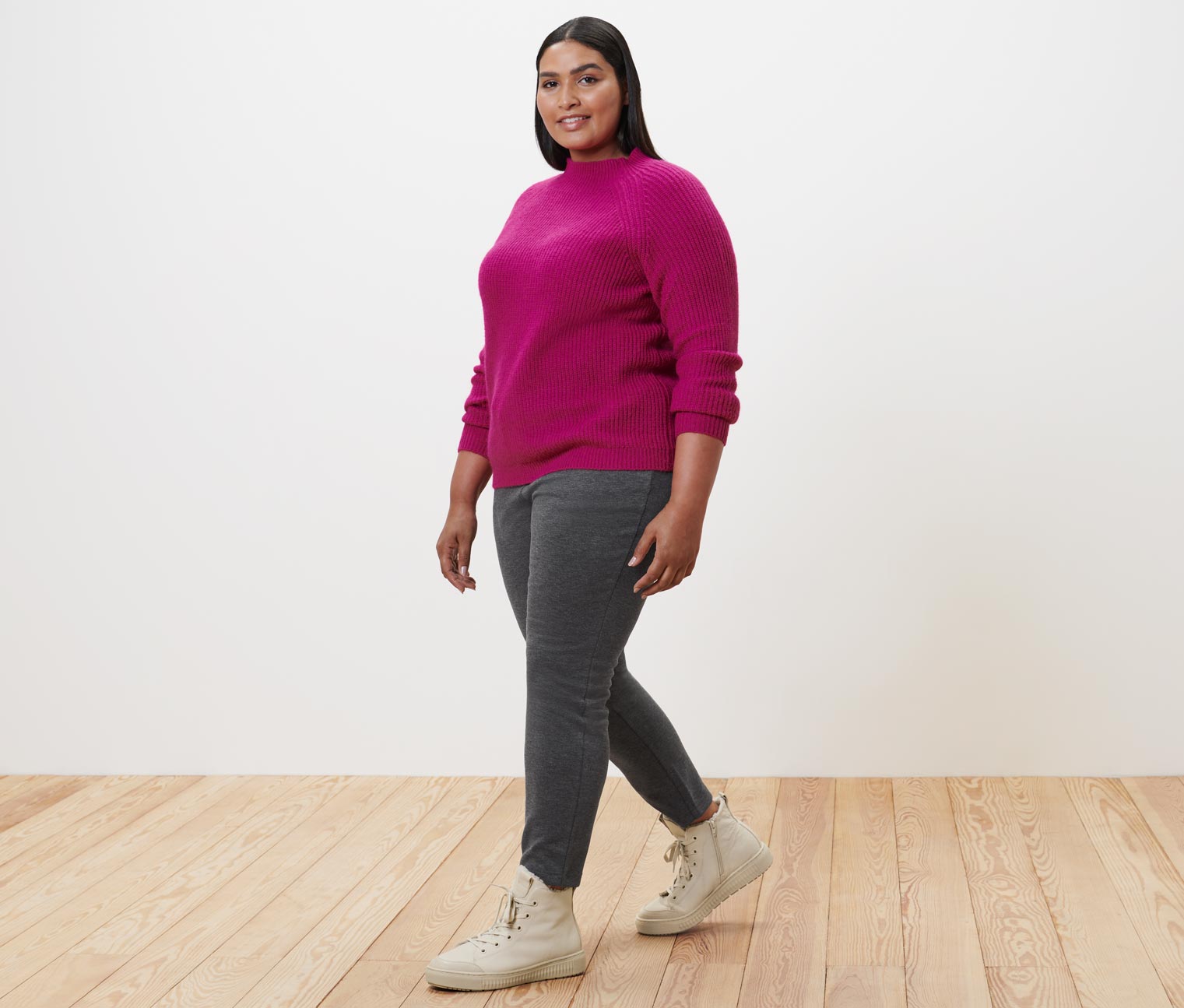 Thumbnail - Tchibo - Strickpullover mit Stehkragen - Damen - Gr. XL - pink