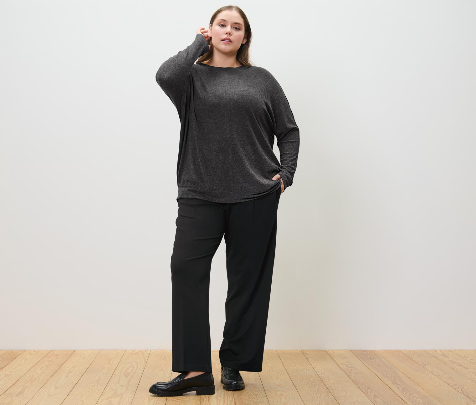 Thumbnail - Tchibo - Fledermausshirt - Damen - Gr. L - dunkelgrau