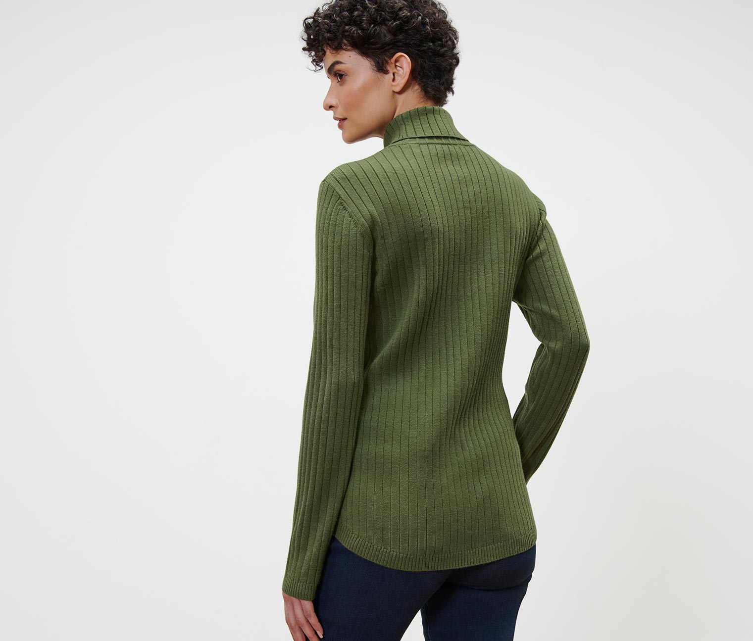 Thumbnail - Tchibo - Gerippter Rollkragenpullover - Damen - Gr. XXL - olivgrün