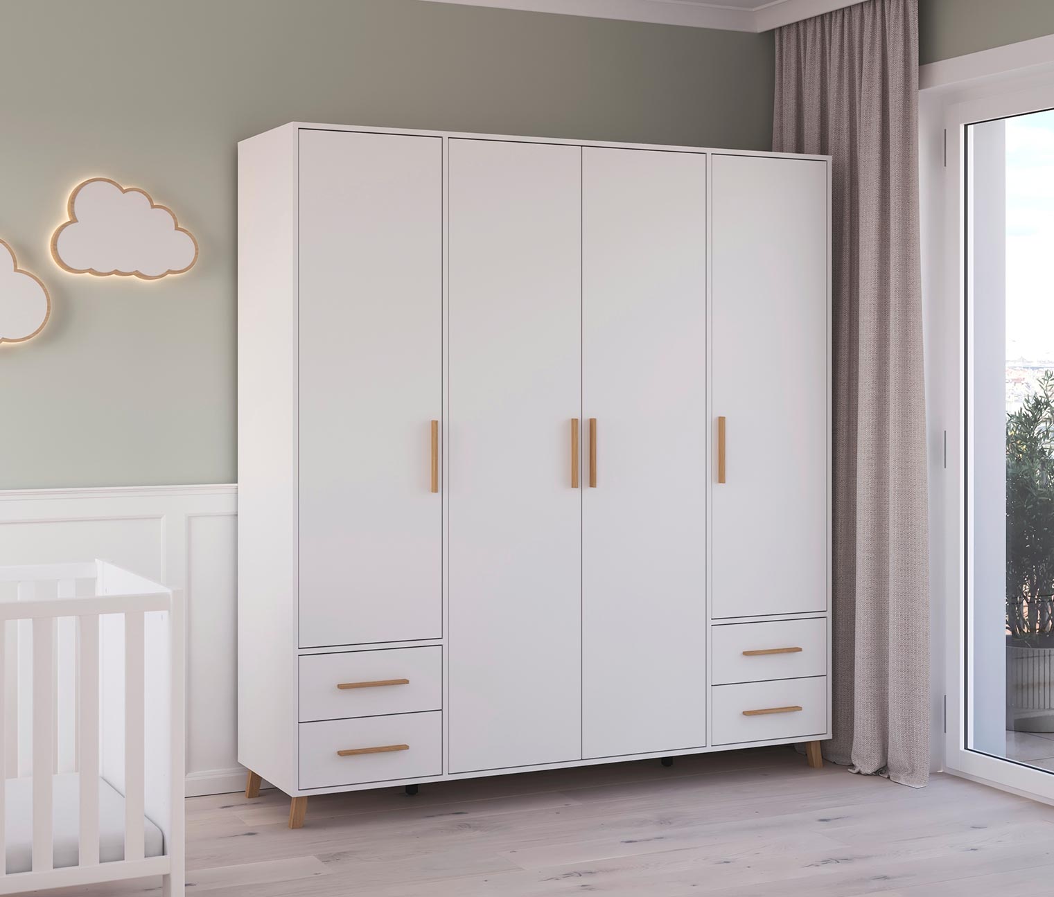 Thumbnail - rauch Drehtürenschrank »Shinjo« - 187x53x203cm - braun - Holz