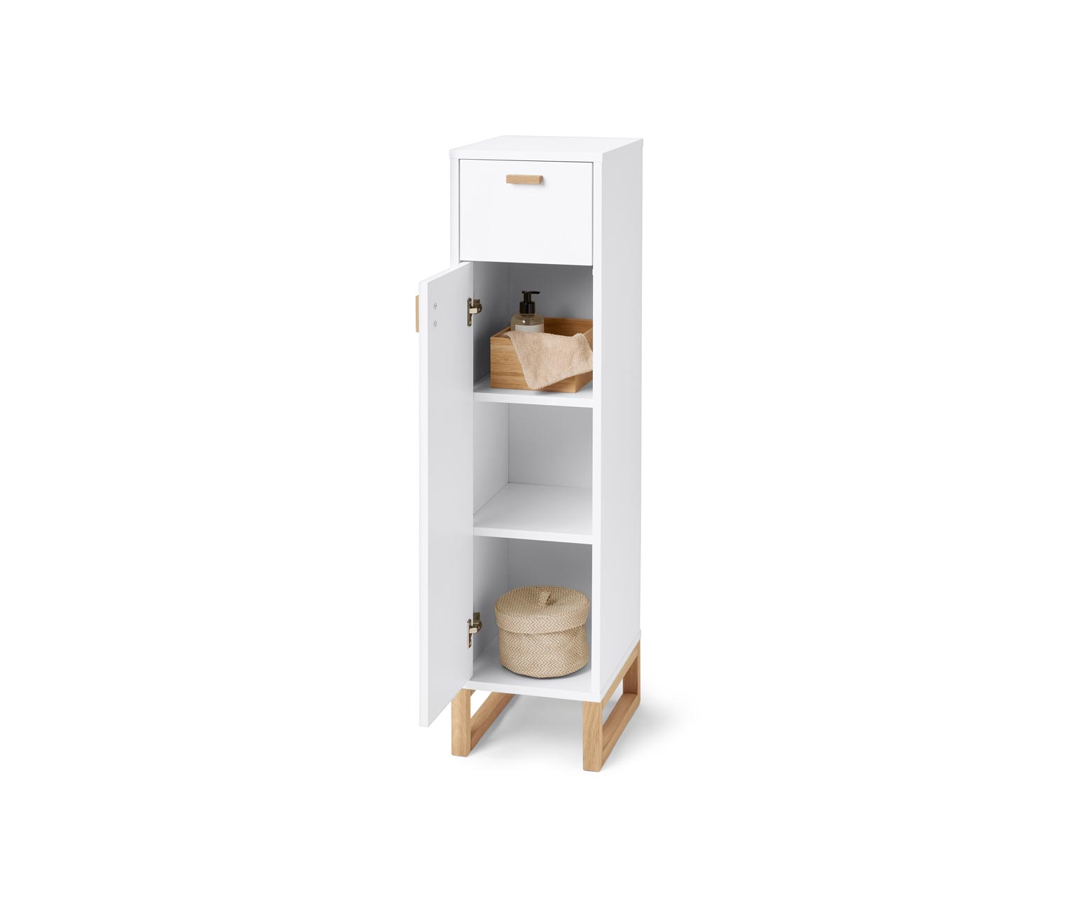 Thumbnail - Tchibo - Bad-Beistellschrank mit Schublade und Tür - 29x35x115cm - braun - Holz / Eichenholz