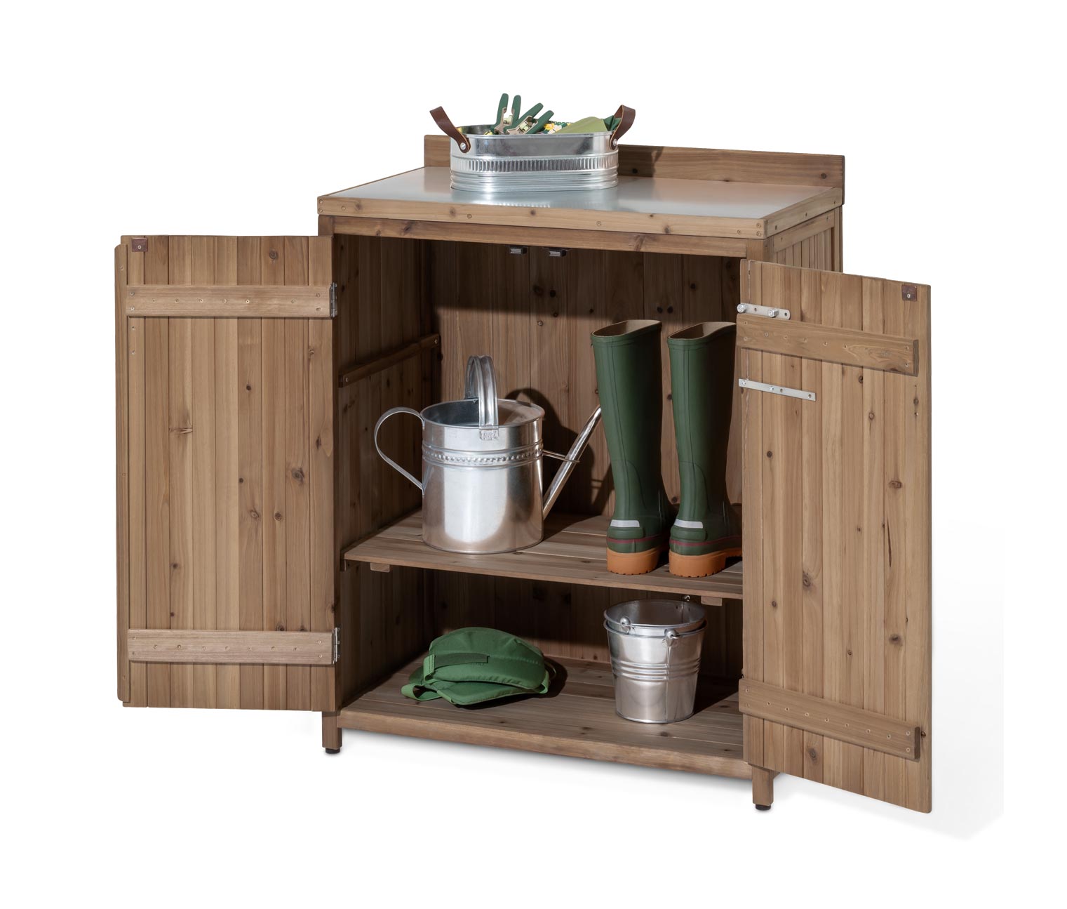 Thumbnail - Tchibo - Kleiner Gartenschrank »Tinus« - 77x43x96,5cm - schwarz - Holz / Stahl / Polypropylen