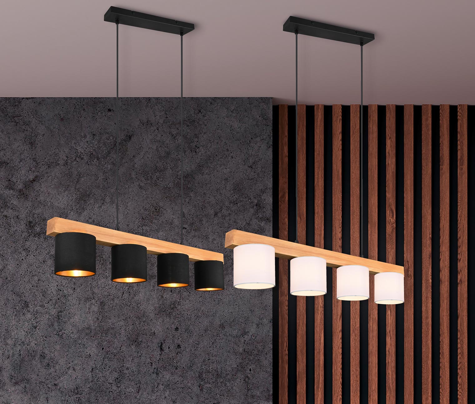 Thumbnail - Trio Pendelleuchte »Cameron« - 75x12x150cm - schwarz - Holz
