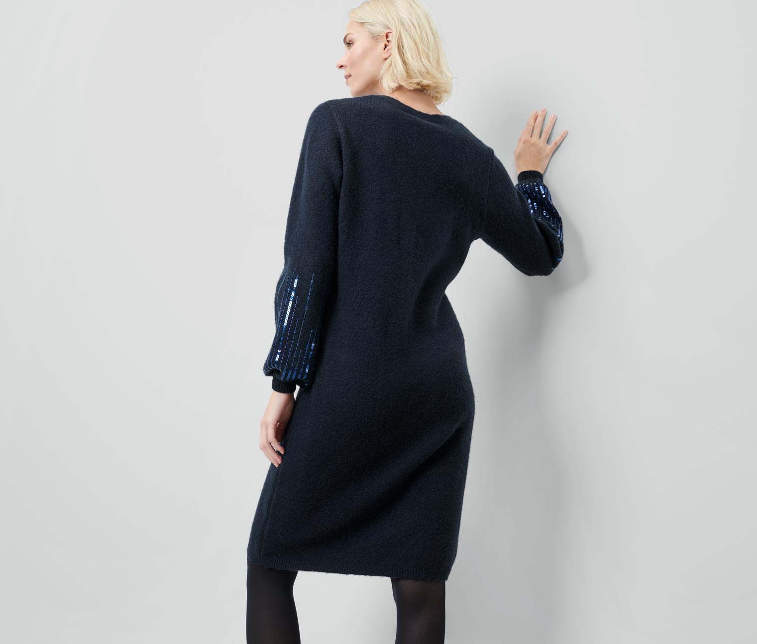 Thumbnail - Tchibo - Strickkleid mit Pailletten - Damen - Gr. S - dunkelblau