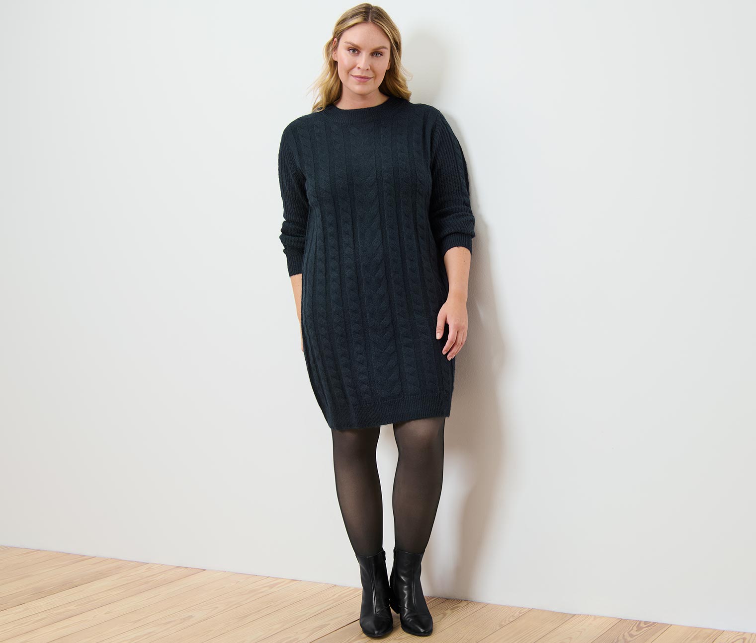 Thumbnail - Tchibo - Strickkleid mit Zopfmuster - Damen - Gr. S - dunkelblau