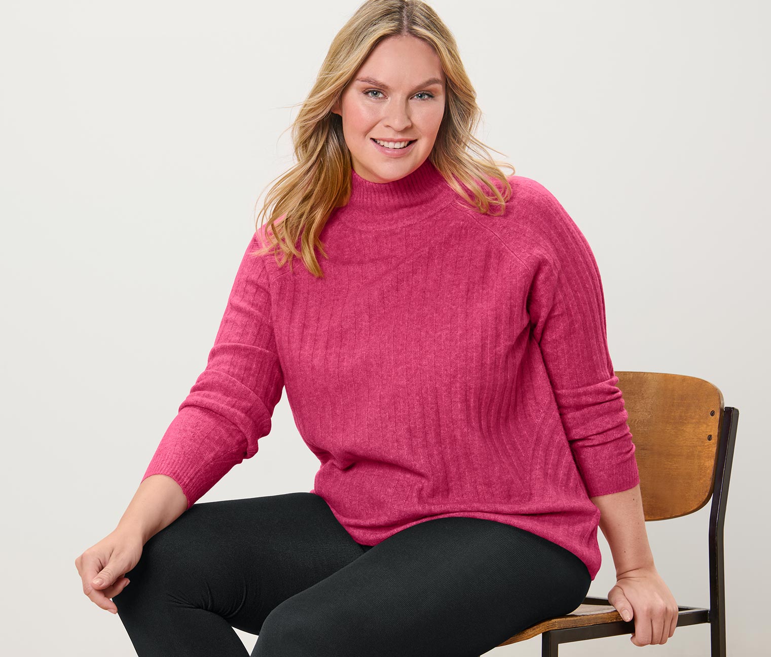 Thumbnail - Tchibo - Gerippter Strickpullover mit Stehkragen - Damen - Gr. XXL - rot