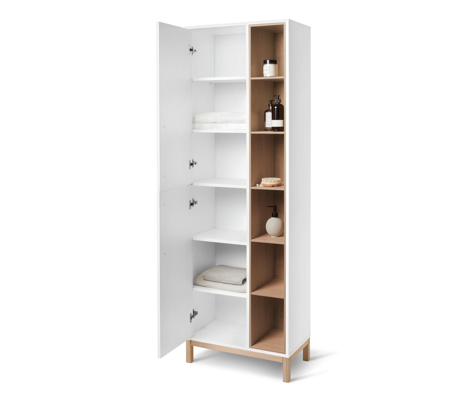 Thumbnail - Tchibo - Bad-Hochschrank »Eklund« mit Seitenfach - 62,5x35x190cm - braun - Holz / Eichenholz