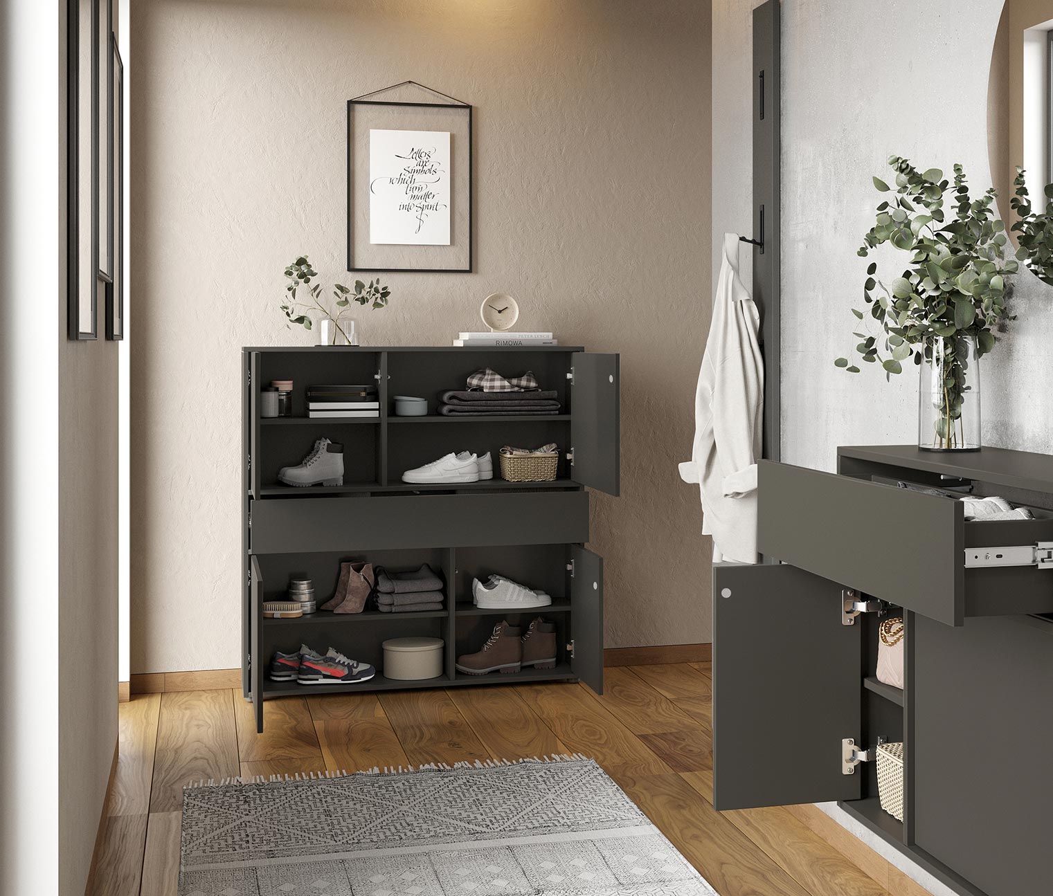 Thumbnail - Tchibo - Ameca Mehrzweckschrank mit 4 Türen und einer Schublade - 110x25x107cm - grau - Holz