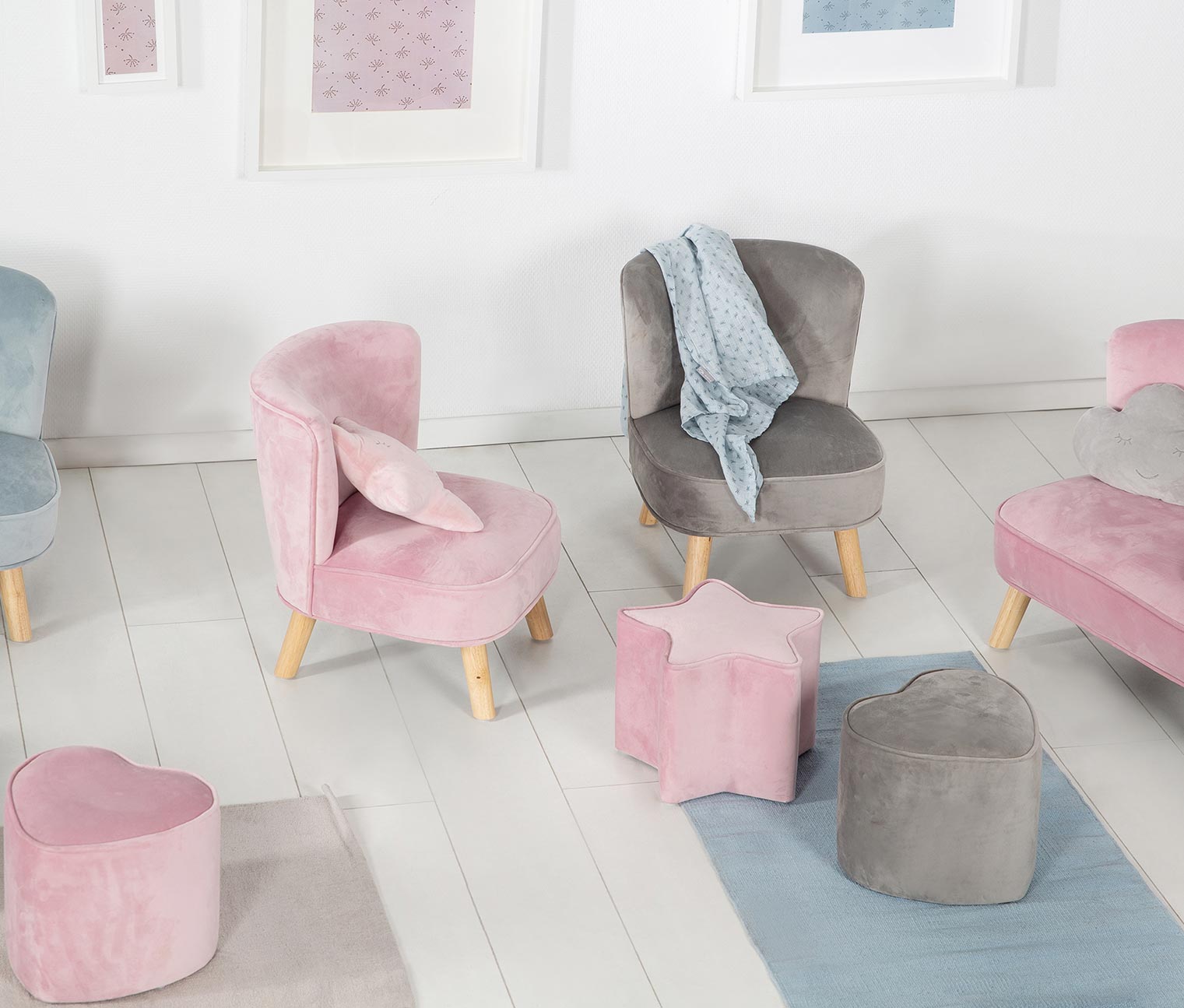 Thumbnail - roba Kinderhocker in Sternform »Lil Sofa« - 30x30x24cm - rosa - Holz