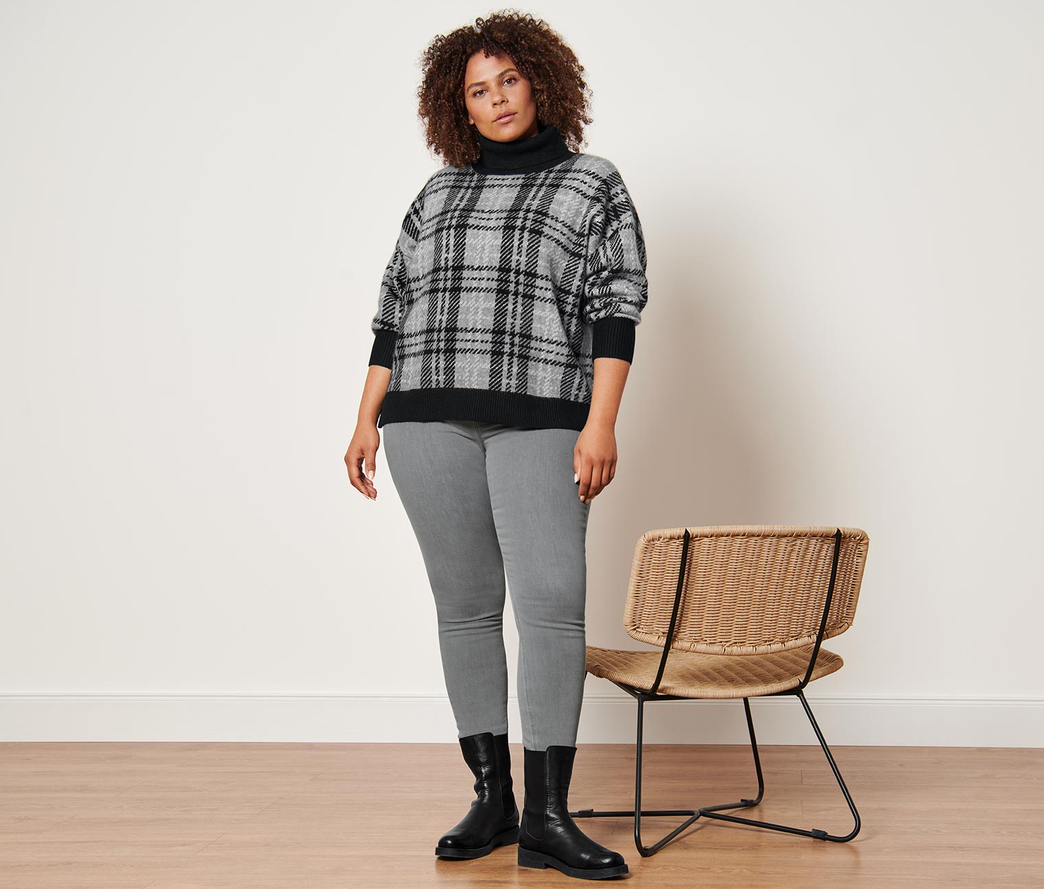Thumbnail - Tchibo - Strickpullover mit Rollkragen - Damen - Gr. S - weiß/jacquard