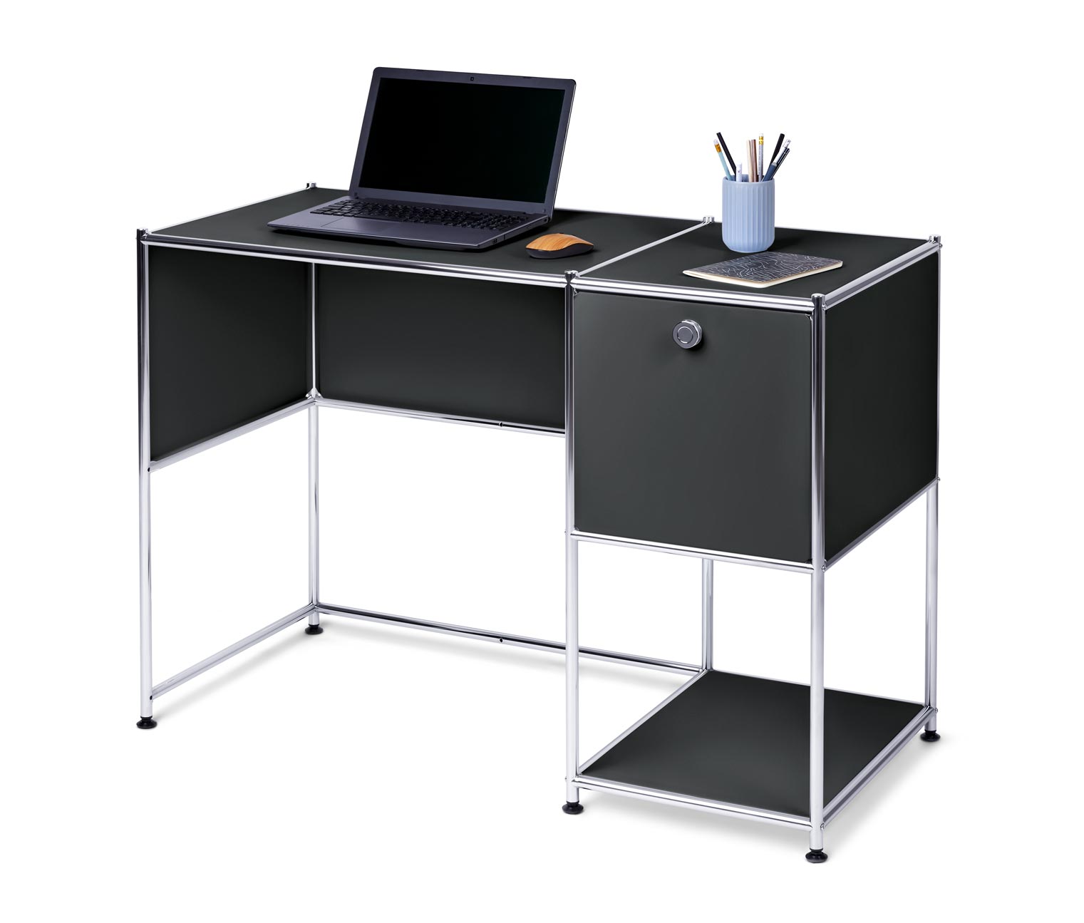 Thumbnail - Tchibo - Schreibtisch Metall »Cn3« mit Klapptür - 116x52,5x75cm - schwarz - Stahl / Aluminium / Kunststoff