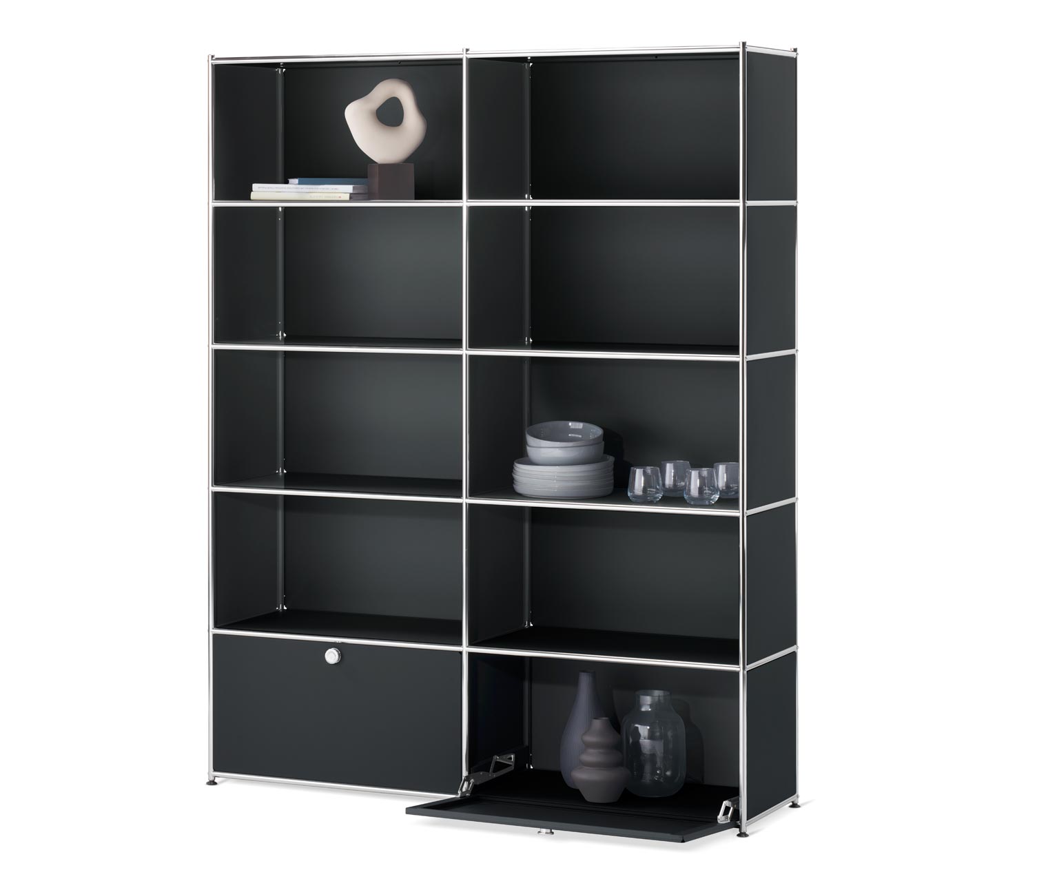 Thumbnail - Tchibo - Regal »Cn3« mit 2 Klappen - 152x40x194,5cm - schwarz - Stahl / Aluminium / Kunststoff
