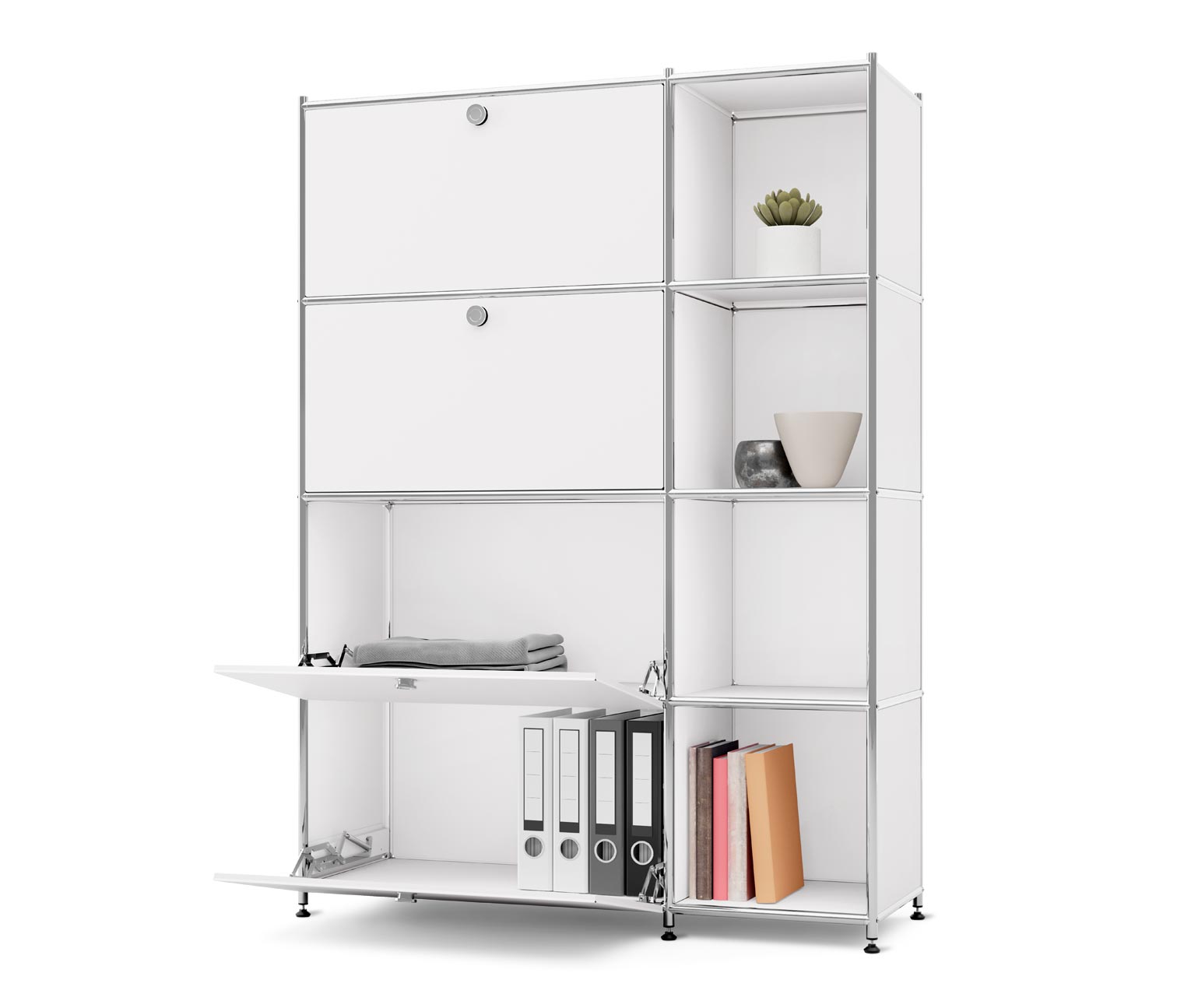 Thumbnail - Tchibo - Regal Metall »Cn3« mit 4 Klappenfächern - 115x40x158,5cm - chrom - Stahl / Stahl / Aluminium